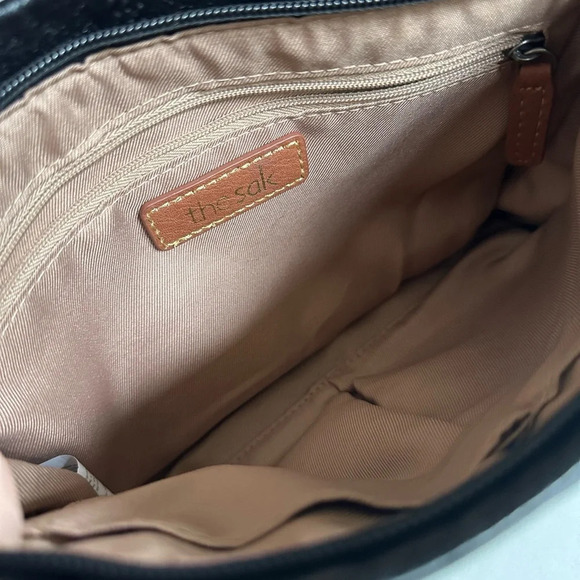 The Sak Iris Black Leather Used Small 3-way Demi Clutch Crossbody Shoulder Bag - Picture 7 of 12